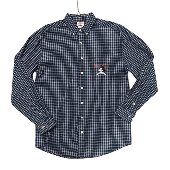 Vintage Disney Mickey Mouse Shirt Mens Small Plaid Button Down Embroidered 90s - Picture 1 of 8